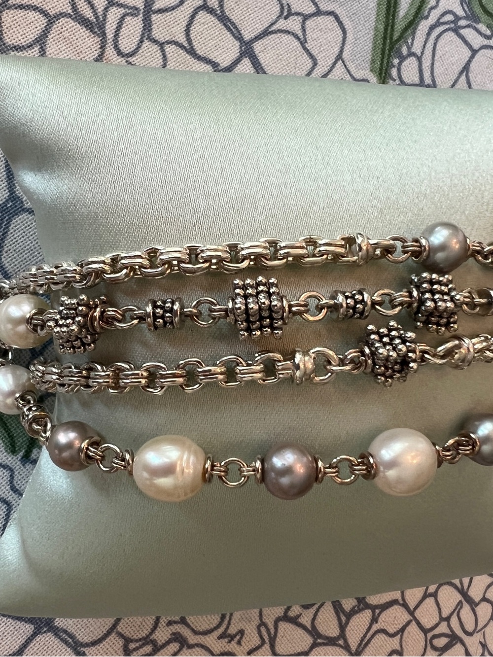 Michael Dawkins Sterling Silver Multi-Strand Pearl Bracelet